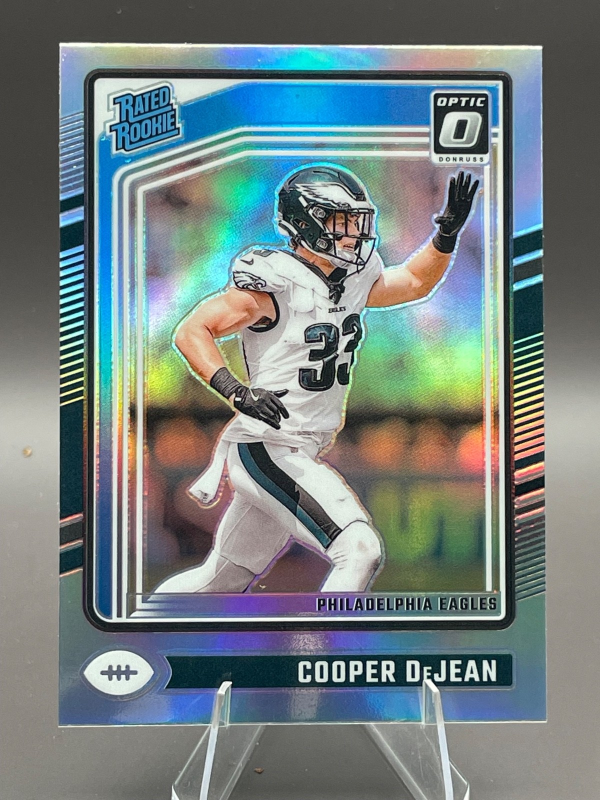COOPER DeJEAN (RC) Rated Rookie Silver Holo Prizm #221 2024 Donruss Optic Eagles