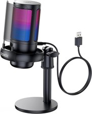 Gaming Microphone for PC with RGB Lights, USB Condenser Mic for Streaming