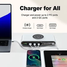 72W 1+4port Fast Smart Charger Digital Display for Phone Tablet laptop PD+QC3.0