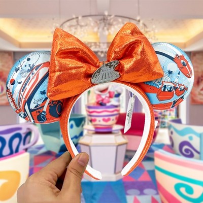 Minnie Mouse Ear Orange Bow Magic Kingdom Tomorrowland Disney Parks Headband