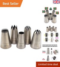 DIY Icing Nozzle Kit - 5 Large Stainless Steel Piping Tips for Flawless Cakes