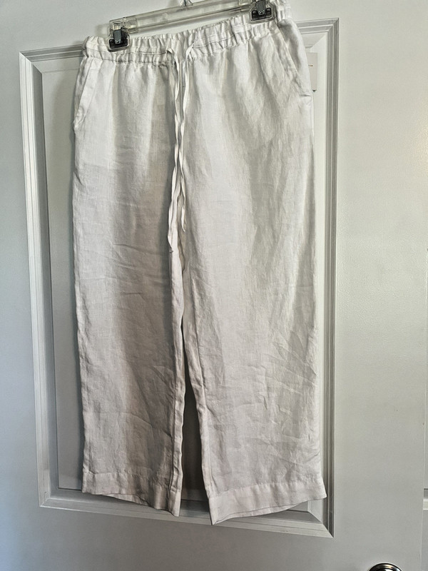 CHARTER CLUB LUXURY 100% LINEN  WOMENS PANTS, SIZE SMALL, BRAND NEW W/TAG,WHITE
