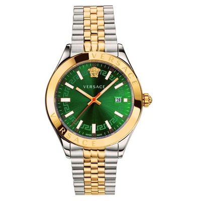 #ad Versace VEVK00620 Hellenyium Men#x27;s Green Dial Two Tone Swiss Quartz Watch $250.00