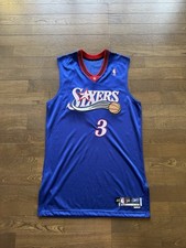 Allen Iverson NBA Sixers Blue Game Issued Pro Cut Authentic Jersey