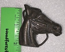 Vintage Cowboy Belt Buckle BERGAMOT Horse Head Equestrian Equine Bronze Finish
