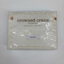 Anthropologie Crowned Crane Collection Pintuck EURO Pillow Sham in Ivory NWT