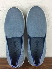Rothy  s The Original Slip On Sneaker Women  s Size 8.5 Blue White Micro Check