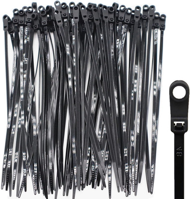 100Pcs Zip Tie with Screw Hole, Automotive Wire Self Locking Black Zip Ties (8In