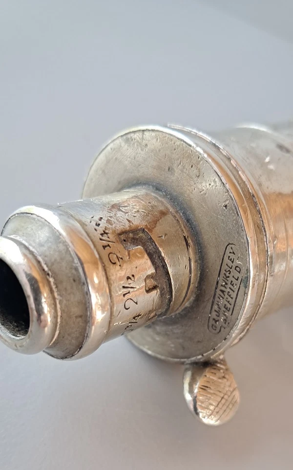 Poire à poudre anglaise - G & J.W.HAWKSLEY SHEFFIELD - Métal argenté - Photo 4/4