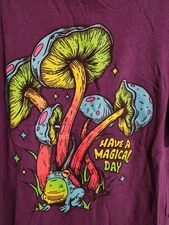 ODM Purple Magic Hippie Trippy Retro 70s Acid Frog Mushroom Shirt Size XL