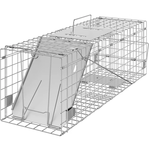 VEVOR Live Animal Cage Trap 24" x 8" x 8" Humane Cat Trap Cats Squirrels Mouse - Picture 10 of 12