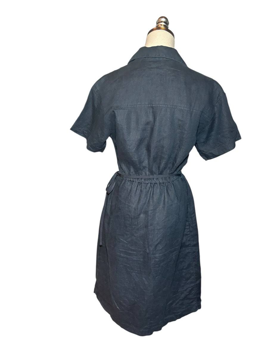athleta playa linen wrap dress Athleta Playa Wrap Dress Linen Black Pockets Travel Minimalist Sz 2 $119