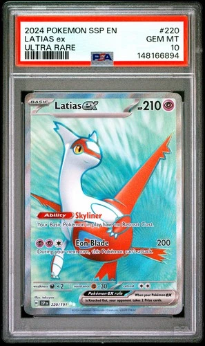 2024 POKEMON SSP EN-SURGING SPARKS ULTRA RARE #220 LATIAS EX PSA 10