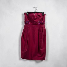 Magaschoni Pink Strapless Dress Embellished Waist Cocktail Party Size 4
