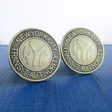 NYC Subway Transit Token Cuff Links - Repurposed Vintage New York City Coins