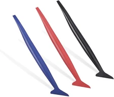 3PCS Car Micro Squeegee Curves Slot Tint Tool Set, Auto Vinyl Black+Red+Blue 