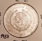 Mexico 1 Peso 1957 Benito Juarez Centennial Of The Constitution .100 Coin Silver — photo 2