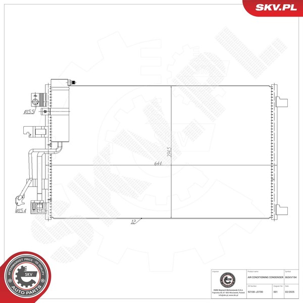Kondensator Klimaanlage Esen SKV 86SKV194 Aluminium FüR Nissan Qashqai 1 J10 VAN-image