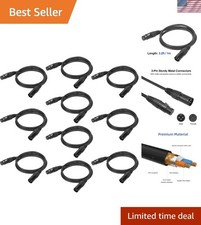 10PCS 3.2ft DMX Cable - Braided XLR Male to Female for Stage  DJ Lighting