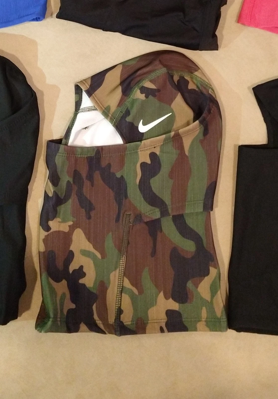 Nike Pro Therma-Fit Hyperwarm Hood Ski Mask Green Camo Military Style Balaclava