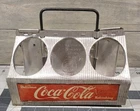 Vintage 1950s Coca-Cola Metal 6 Pack Bottle Carrier Coke Caddy Aluminum Holder.