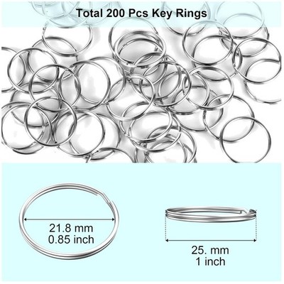100 Metal Key Rings, Silver Split Keychain Rings