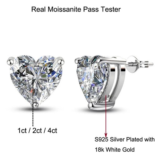 1-4ct Real Heart Moissanite Stud Earrings 925 Sterling Silver Pass Tester GRA - Picture 12 of 20