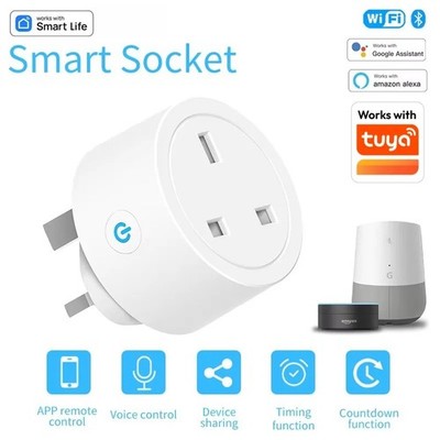 20A/16A Tuya Smart Life Smart Socket WiFi UK Plug With Energy Monitor