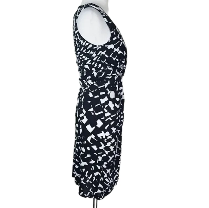 Vestido de fiesta Kenneth Cole sin mangas para mujer S negro blanco Foto 3 de 4