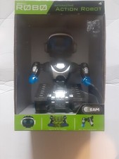 NIB Vivitar ROBO Black/Blue/Silver Interactive Action Robot w/STEAM Technology