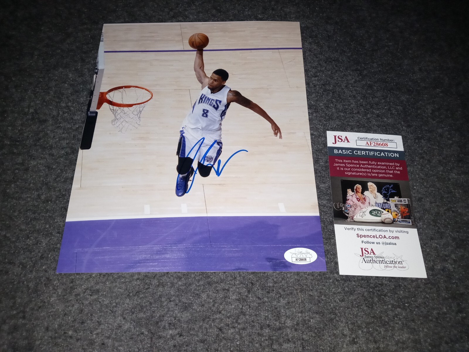 Rudy Gay Autographed Signed Sacramento Kings 8x10 Jsa 