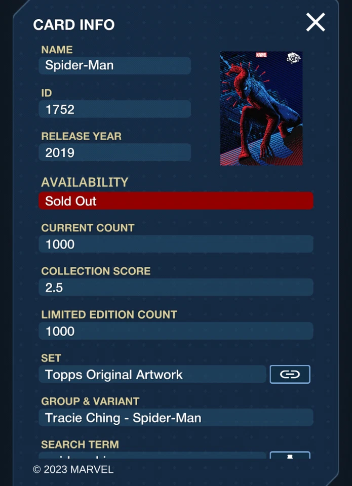 Spider-Man 2019 Topps Original Artwork Tracie Ching - Topps Marvel Digital card - Image 3 of 4