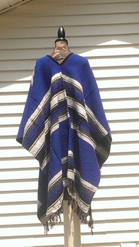 Sharpshooter Clint Eastwood Style Western Party Designer Royal Blue Poncho - Picture 2 of 14