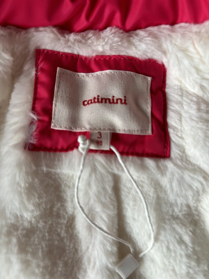 Chaqueta de Invierno Catimini Niñas Rosa Piel Desmontable De Capucha Talla 3 Foto 3 de 4