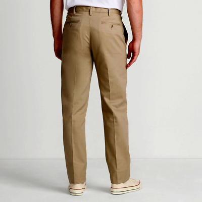 NEW LANDS END MENS FLAT FRONT TAILORED FIT CHINO PANTS CARAMEL