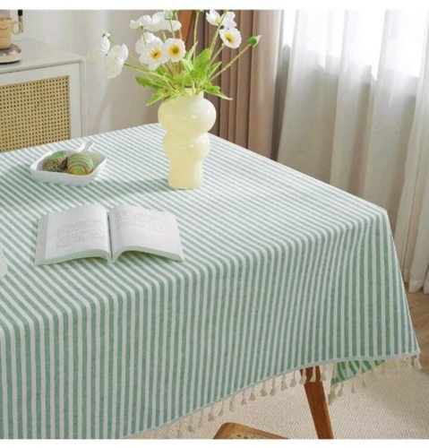 Rectangul Stripe Tassels Tablecloth for Dining Room Kitchen Cover Home 140x180cm