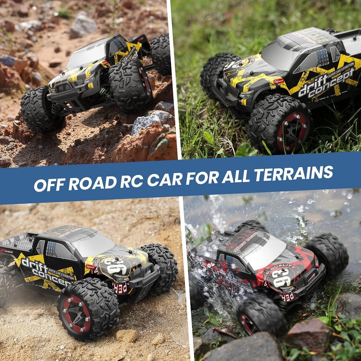 DEERC 300E Brushless 4WD RC Car 1:18 60KM/H Remote Control Monster