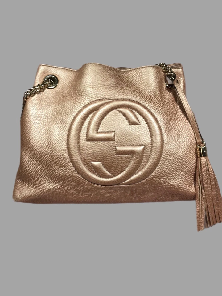 GUCCI Rose Gold Soho Leather Shoulder Tote Bag w tassel Exclusive Materials EUC - Image 3 of 4