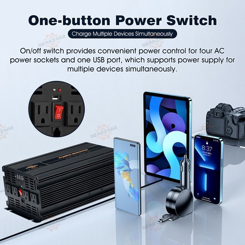 4000W Car Power Inverter DC 12V To AC 110V 120V LCD Modified Sine Wave Converter - Picture 5 of 17