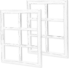 Large 18x22 Weathered White Window Frame Decor - 2 Pack Farmhouse Style