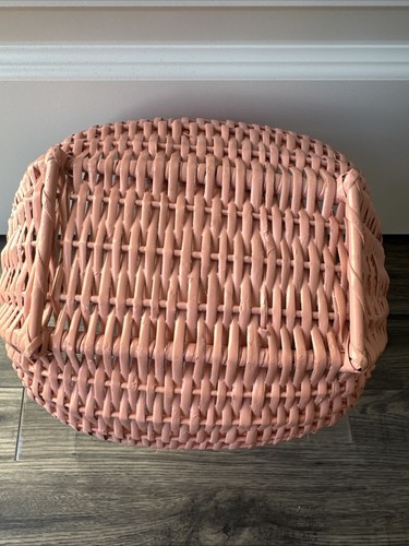 Cesto vimini rosa vintage con manico San Valentino fiori bambina baby shower 10” Pasqua - Foto 4 di 9