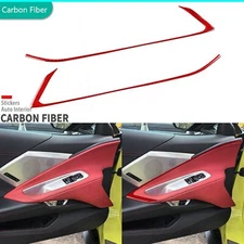 Red Carbon Fiber Window Lift Switch Panel Frame For Chevrolet Corvette C8 20-25