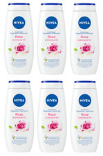 Pack of 6, Nivea Rose & Almond Oil Shower Gel 250ml