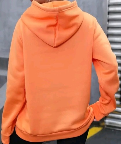 Women Graphic Big+Sm Hearts Print Pullover Loose Orange Sweatshirt Hoodie Sm 4 - Picture 5 of 9