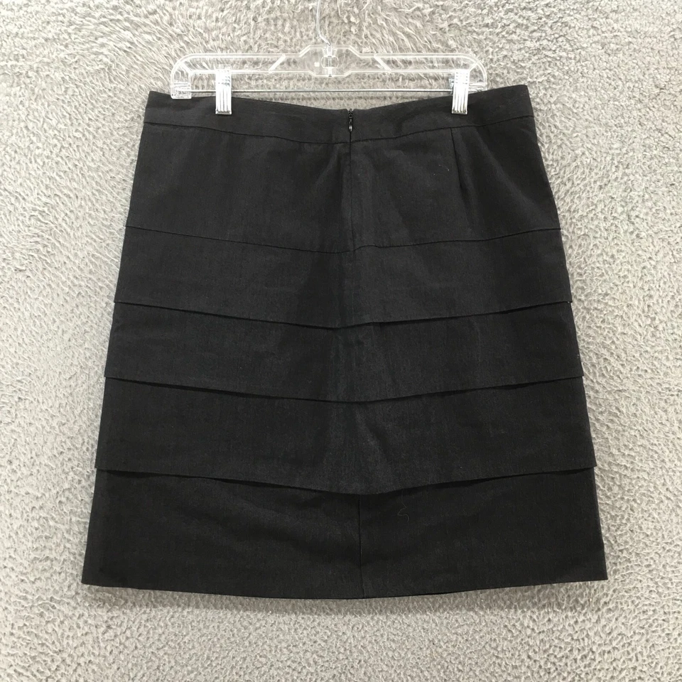 Женская трапециевидная юбка Larry Levine 12 (Actual 34x21) черная многослойная эластичная на молнии Fly - Изображение 4 из 4