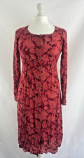 Joe Browns Dress Size 8 Red Orange Button Front Boho Lightweight Viscose