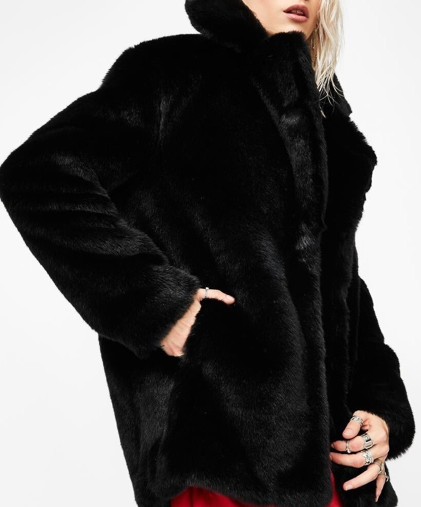 Seedy Nature Black Faux Fur Coat NWOT xs Current Mood Dolls Kill eBay