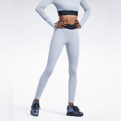 NEW Reebok Cardi B Thick Rib Tights GRAY HC5280 training pants Women s Medium