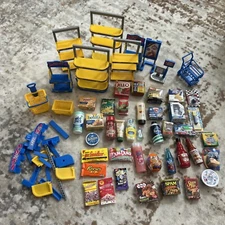 Zurru Mini Brands Food Toy Lot With Shopping Carts and Shelves