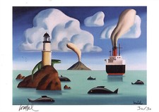 EX-LIBRIS LE PHARE , LES BALEINES ET LE BATEAU NUMEROTE ET SIGNE DE LOUSTAL NEUF